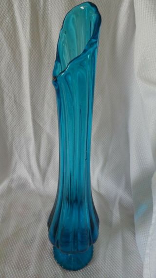 Vintage Brilliant Blue Le Smith Stretch Swing Vase 19” Art Glass
