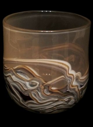 Adrian Sankey Studio Glass Vase Brown,  Cream And Beige Hand Made Ambleside Lakes