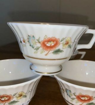Set Of 4 Lenox Temple Blossom Ivory Gold Floral Tea Cup Coffee Mug Made Usa