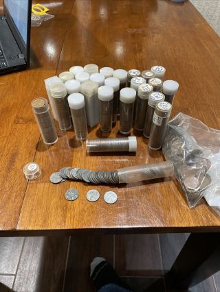 26 Rolls Of 50 Circulated,  Assorted Copper & Steel Wheat Pennies.
