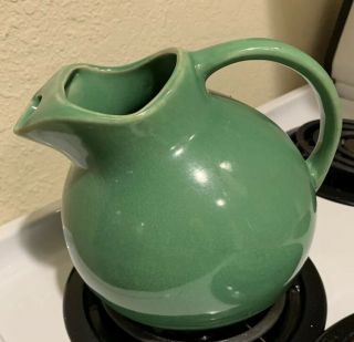 Vintage Green Hall Pottery Pitcher With Ice Lip 1940’s
