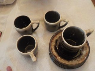 4 Vtg.  Pfaltzgraff Brown Drip Coffee Mug Cups And Saucers 3 5/8 " Tall 3 1/4 " Dia