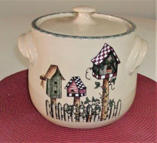Birdhouse Home & Garden Party Bean Pot Canister Cookie Jar Checked Roof