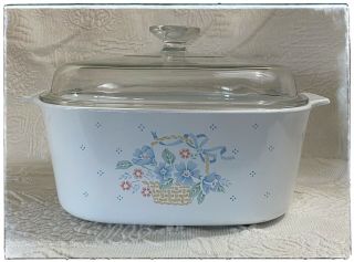 Corning Ware Country Cornflower Blue Ribbon 5 Qt.  Casserole With Lid