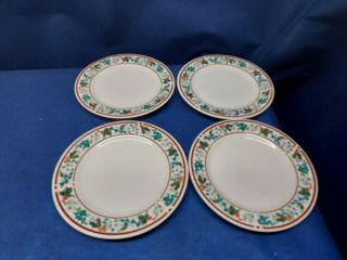 Vintage Majesticware Holly Set/4 Dessert/salad Plates White/red/green Holly