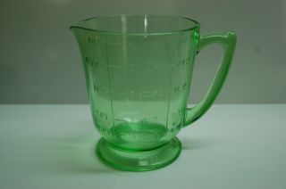 Vintage Green Depression Glass 1 Quart 4 Cup 32oz Measuring Cup - Uranium Glass 3