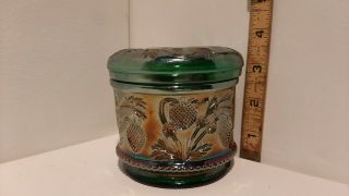 Vintage Cambridge Inverted Strawberry Carnival Glass Powder Jar
