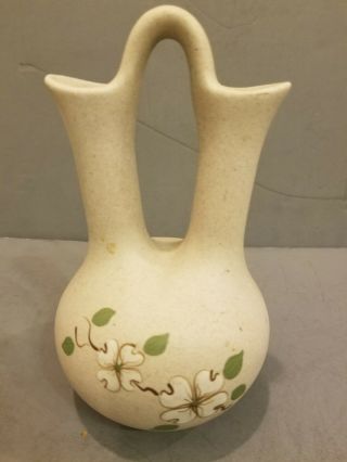 Pigeon Forge Pottery Wedding Vase 8 " Gray Speckled White Dogwood Tree Flowers