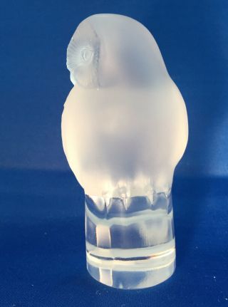 Signed Vintage Lalique Crystal Paris Owl Paperweight Figurine 3.  5” 2