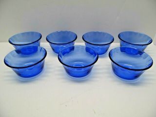 7x Vintage Usa Made Pyrex Cobalt Blue Glass Custard Dessert Bowls 463 /175 Ml