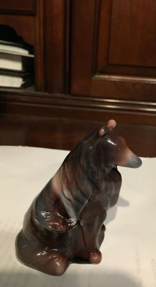 HTF Vintage Collie Sheltie Purple Swirl Slag Glass Dog Figurine By Mosser USA 2 3