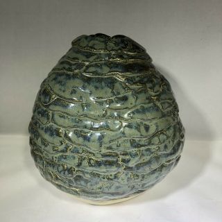 Studio Art Pottery Artist Signed 5.  5 " Weed Pot Vase