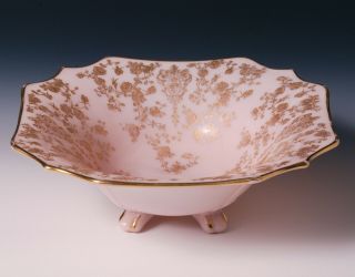 Large 12 " Bowl 3400 - Cambridge Glass - Crown Tuscan W/ Rose Point In Gold