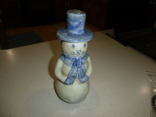 Bbp Beaumont Brothers Pottery Cobalt Blue Glaze Snowman Figurine 8”