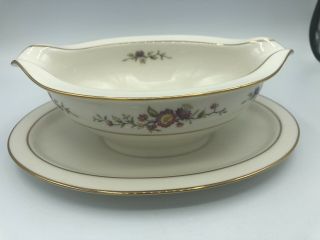 Noritake Fine Ivory China Gravy Boat W/attached Plate " Asian Song " 7151