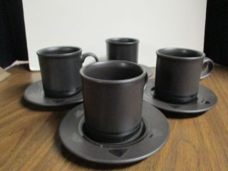 Pfaltzgraff Midnight Sun Black Cups And Saucers Set,  4 Of Each
