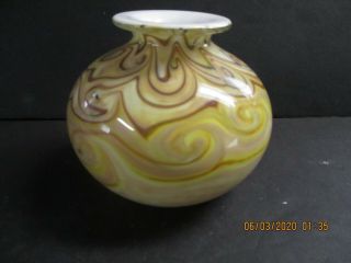 Signed Mary Angus Hand Crafted Art Glass Vase