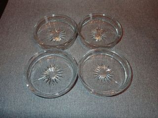 Set Of 4 Heisey Glass Drink Coasters Star Pattern 3 1/2 "
