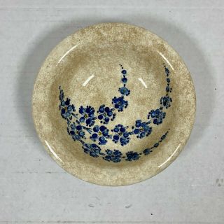 Deruta Pottery Italy - Small Bowl - Hand Painted Blue Flowers - Artist Signed