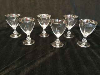 Vintage Dorothy Thorpe Style Silver Band Etched Cocktail Glasses Set Of 6,  6 "