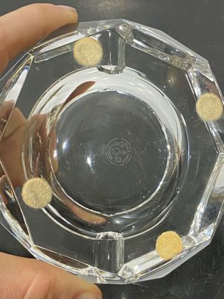Signed BACCARAT France Crystal Clear Glass Block Cut Ashtray Dish 2