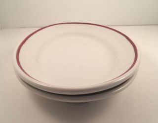 Vintage Jackson China Restaurant Ware Oval Plates With Red Stripe (set Of 2)