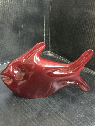 Rollin Karg Signed Red Art Glass Fish Sculpture