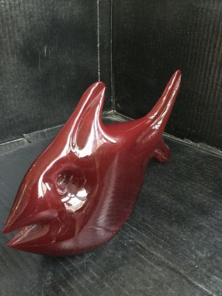 Rollin Karg signed Red Art Glass Fish Sculpture 2