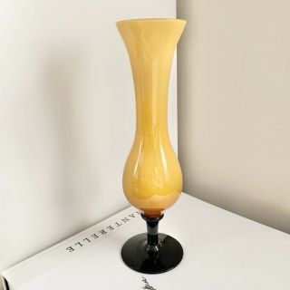 Vintage Yellow And Black Art Glass Vase Czech Glass Tango Style