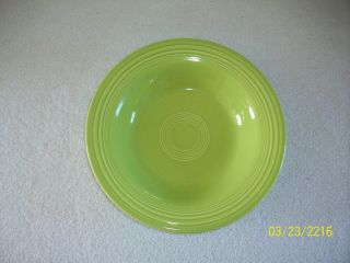 Vintage Hlc Fiesta Pattern Chartreuse Flat Rim Soup Bowl