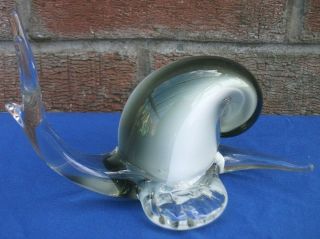 Vintage Murano Sommerso Glass Snail Figurine Paperweight 60 