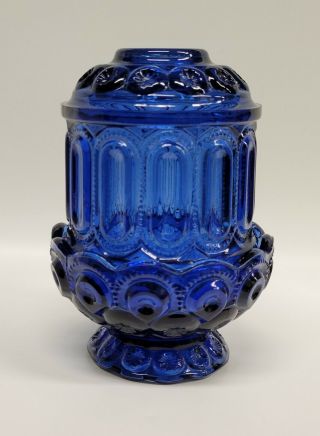 Moon And Star Glass Courting Fairy Candle Lamp Cobalt Blue