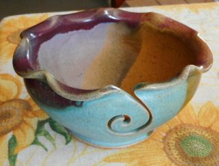 Signed Studio Pottery Hand Crafted Yarn Bowl