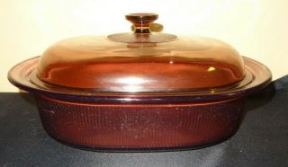 Vision Ware Cranberry Oval Baker V - 34 - B 4 Quart Qt.  Baking Dish Lid Roaster