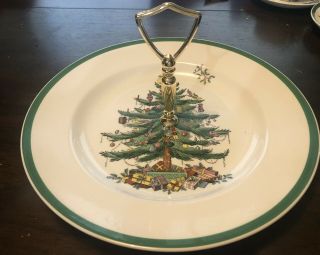Vintage Spode Christmas Tree Serving Tidbit Cookie Cake Plate Tray S3324 V