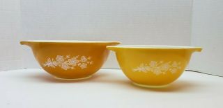 Vintage Pyrex Butterfly Gold Mixing Nesting Bowls Set Of 2 - 441 And 442