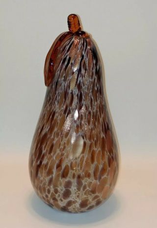 Maestri Vetrai Murano Art Glass - Italy - Brown And Copper Pear 12.  5 " W/ Labels