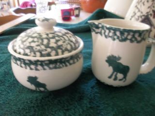 Folk Craft Moose Country By Tienshan Sugar & Creamer Spongeware