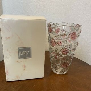 Mikasa Bella Rosa Pink Frost Crystal Vase 9.  5”