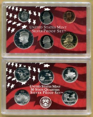 U.  S.  2004 Silver 11 - Coin Proof Set,  Box,  And Westward Journey Nickels