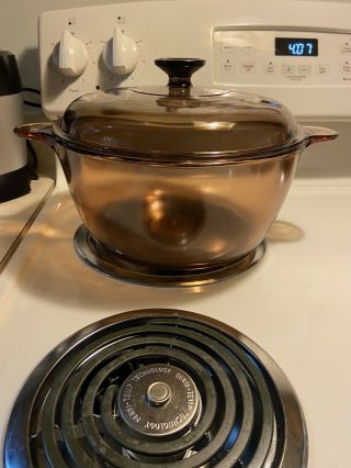 Corning Ware Visions Cookware 4.  5l Dutch Oven Stock Pot With Lid Made In Usa