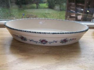 Retired Home And Garden Party Stoneware Floral Oval Casserole 14 1/4 " L