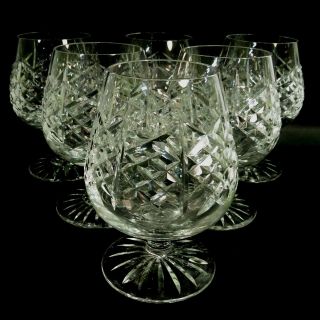 Set Of Six Edinburgh Crystal " Highland " Brandy Glasses,  4 3/4 Inches,  Signed.