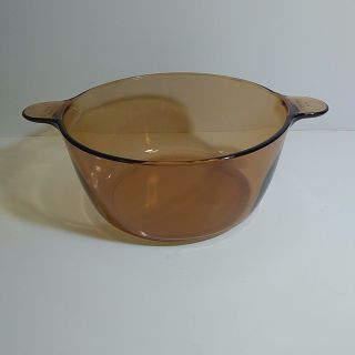 Vintage Corning Ware Visions Amber 4.  5 L Glass Dutch Oven Stock Pot - No Lid