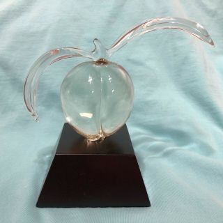 Vintage Hans Godo Frabel Studio Art Glass Sculpture Signed Peach