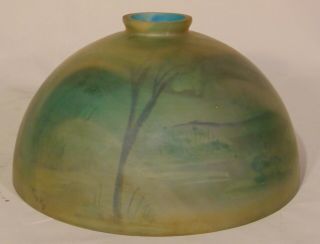 Art Deco Reverse Painted Lamp Shade Landscape Art Signed Ticky Pairpoint