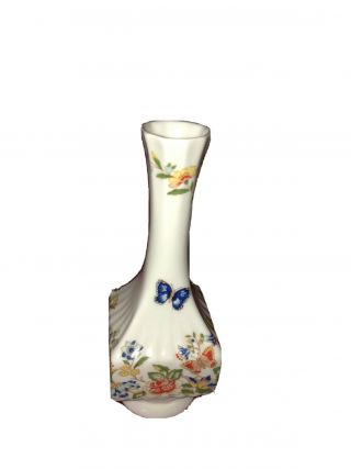Aynsley Vase English Bone China " Cottage Garden " 7 " Floral Butterflies