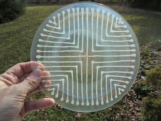 Higgins Art Glass Mcm Mid Century Modern Plate White Geometric W Gold Rings 9 "