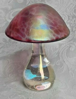 Heron Glass Extra Large Cranberry Red Mushroom With Gift Box - Hand Made In Uk