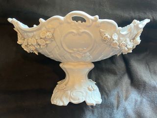 Vintage R.  Capodimonte Footed Oblong Centerpiece Bowl With Raised Cherubs
